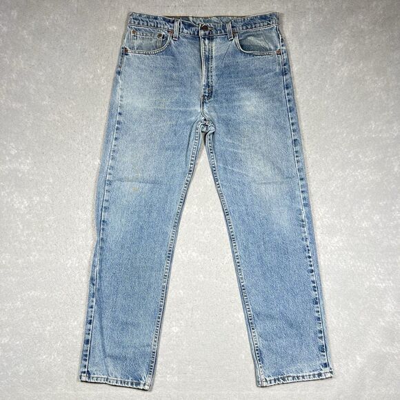 VTG '95 Levi's 505 Denim Blue Jeans Red Tab Reg Fit Straight Leg W36 L30 - Picture 1 of 15